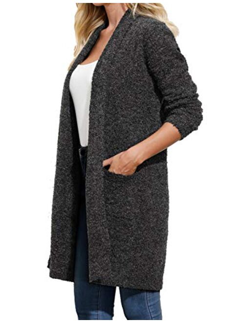 GRACE KARIN Essential Open Front Long Knitted Wool Cardigan Sweater with Pockets for Women