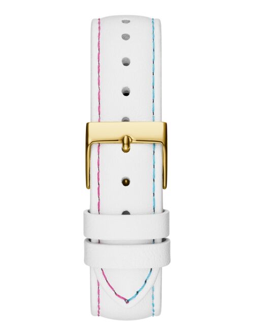 Guess Women's White Leather Strap Watch 37mm