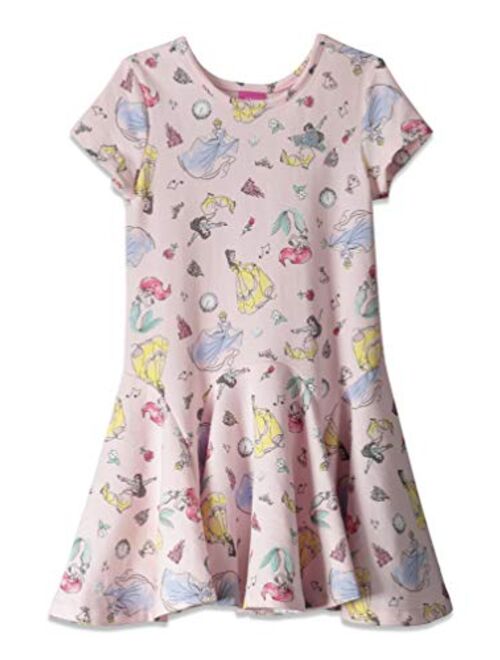 Disney Princesses Girls Short Sleeve All-Over Print Dress Pink