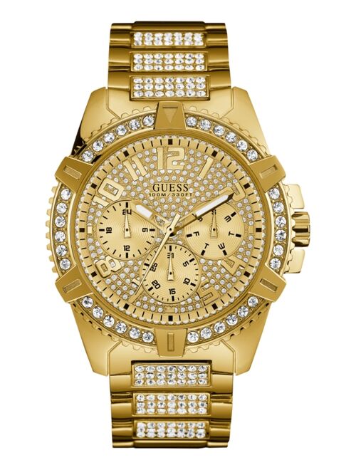 Guess Men's Crystal Gold-Tone Stainless Steel Bracelet Watch 46mm