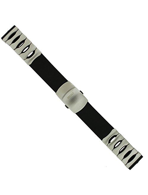 Seiko Black Rubber with Stainless Steel Pieces Butterfly Clasp 19mm Watch Band
