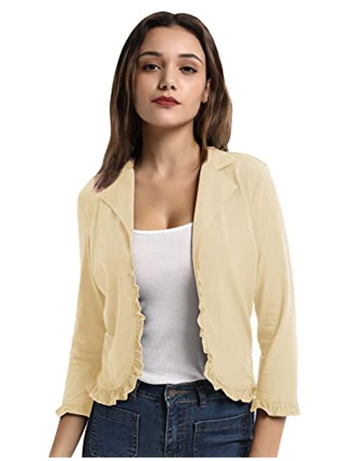 GRACE KARIN Women Business Casual Cropped Blazer Jacket Open Front Cotton Cardigan