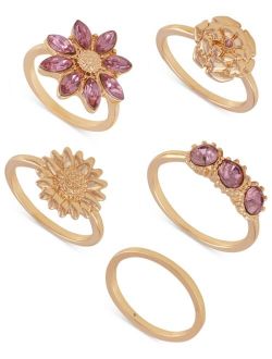 Gold-Tone 5-Pc. Set Purple Stone Stackable Rings