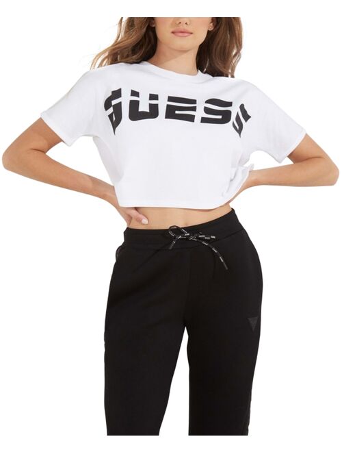 Guess Cotton Logo-Graphic Cropped T-Shirt