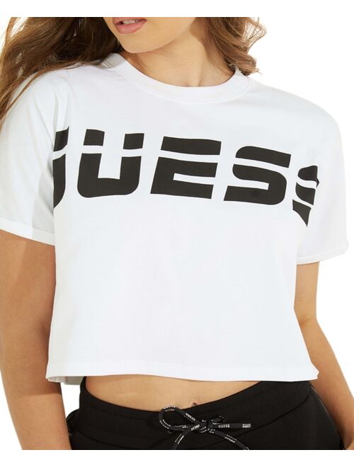 Guess Cotton Logo-Graphic Cropped T-Shirt