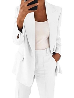 Women's Casual Blazer Long Sleeve Open Front Work Office Jacket with Pockets