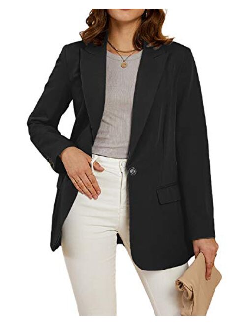 Cicy Bell Women's Casual Blazer Long Sleeve Open Front Work Office Jacket with Pockets