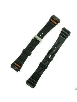 Genuine TIMEX Mens Marlin Black Rubber Strap, 19mm wide end-piece, width 15mm, length 6 -3/4"