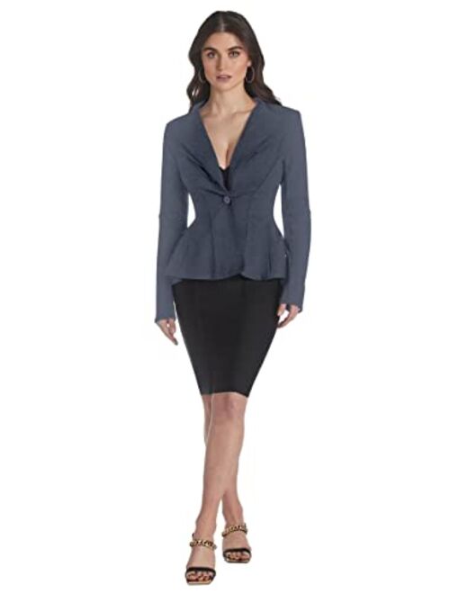 Hybrid Women's Casual Work Office Dressy Double Notch Lapel Sharp Shoulder Pad Single Button Peplum Comfy Blazer