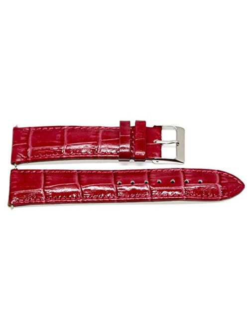 Timex 20mm Magenta Genuine Leather Crocodile Grain Stitched Watch Band Straps