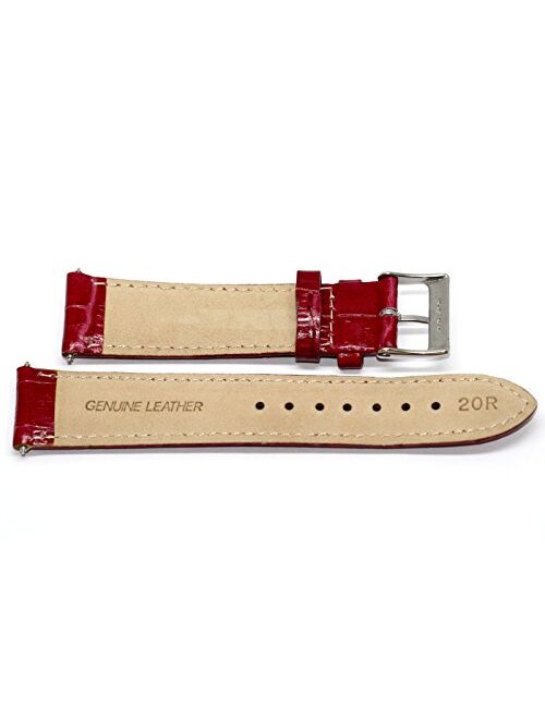 Timex 20mm Magenta Genuine Leather Crocodile Grain Stitched Watch Band Straps