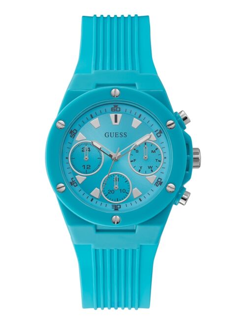Guess Women's Turquoise Silicone Strap Watch 39mm