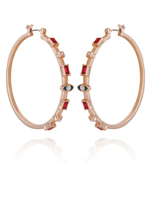 Guess Gold-tone And Multi Colored Crystal And Resin Evil Eye Hoop
