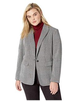 Women's Plus Size One Button Glen Plaid Jacket