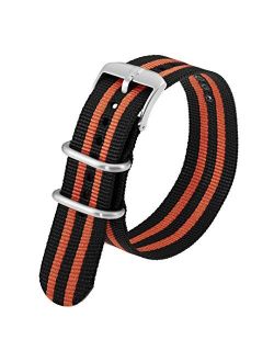 Men's Scott Cassell Black & Orange Webbing Nylon Strap Stainless Steel 2 loops Watch Band