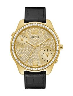 Men's Oversized Dual Time Crystal Gold-Tone Flex Strap Watch 51mm