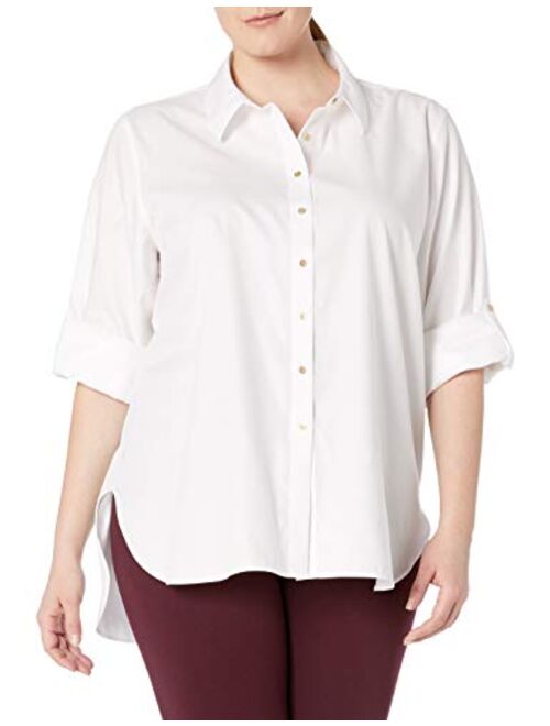 Calvin Klein Women's Non-Iron Tunic Roll Sleeve Shirt (Regular and Plus Sizes)