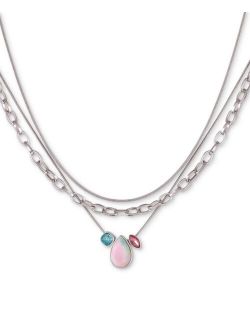 Silver-Tone Stone Layered Necklace, 14"   2" extender
