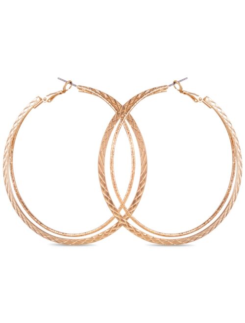Guess Gold-Tone Rope Large Hoop Earrings, 2.5"