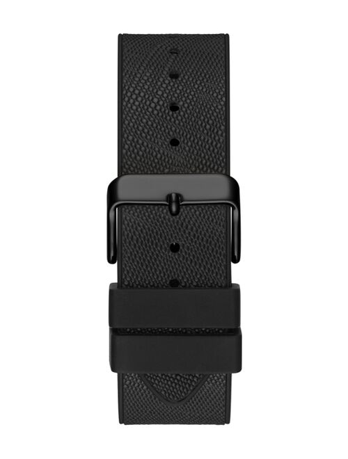 Guess Men's Black Crystal Leather and Silicone Flex Strap Watch 43x51MM