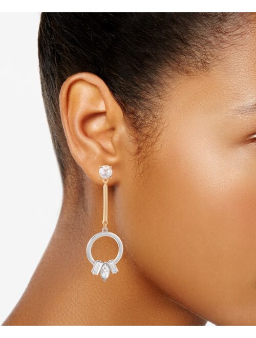 Guess Two-Tone Crystal Circle Drop Earrings