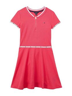 Girl's Short Sleeve Dress with Contrast Taping (Big Kids)