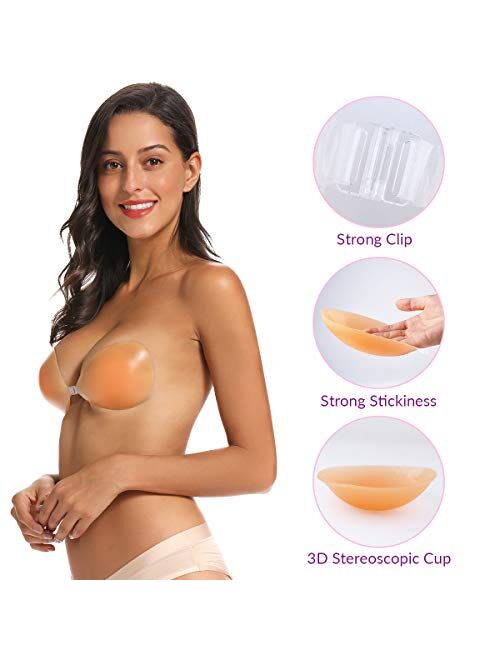 Niidor Self Adhesive Bra Push up Strapless Invisible Backless Sticky Bras Silicone Bra for Women