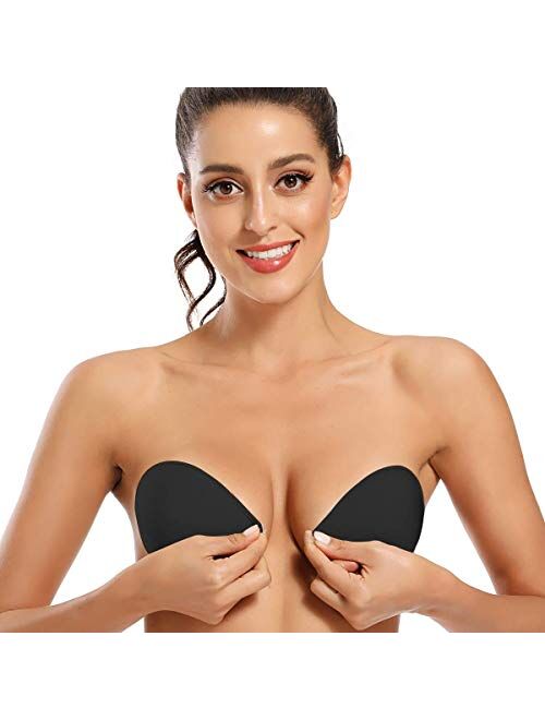 Reusable Backless Strapless Breast Lift Self Sticky Invisible Push-up Bra for Women Niidor Adhesive Silicone Bra 