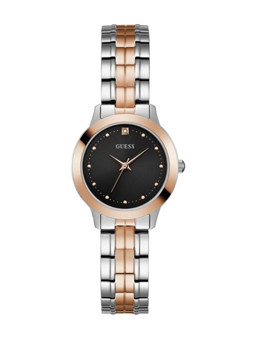 Guess Women's  Two Tone Rose Gold Black Diamond Watch 30mm, Created for Macy's