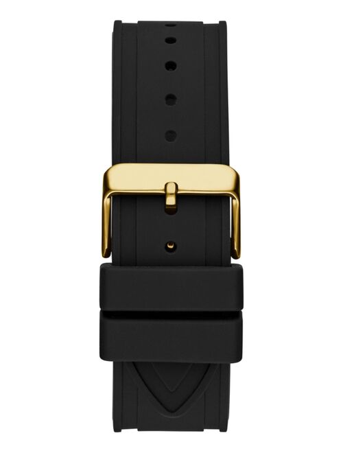 Guess Men's Black Silicone Strap Watch 44mm
