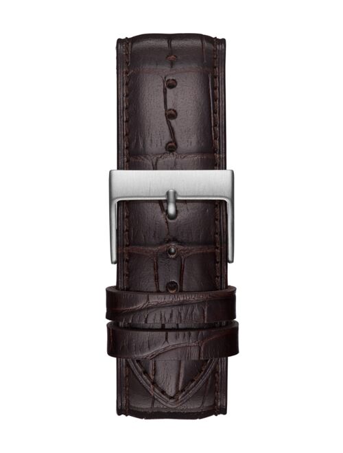 Guess Men's Brown Leather Watch 44mm