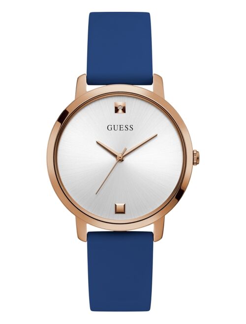 Guess Women's Diamond-Accent Blue Silicone Strap Watch 40mm