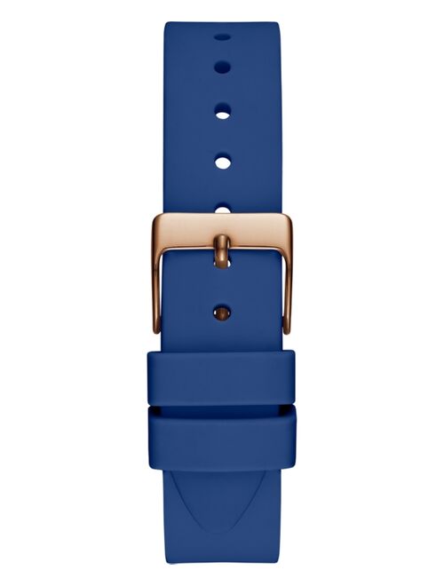 Guess Women's Diamond-Accent Blue Silicone Strap Watch 40mm