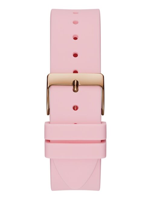 Guess Women's Pink Silicone Strap Watch 39mm