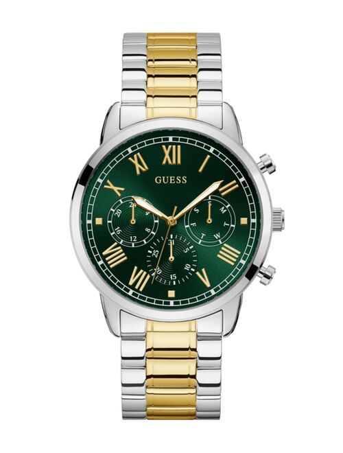 Guess Men's Two-Tone Green Dial Multifunction Watch 44mm
