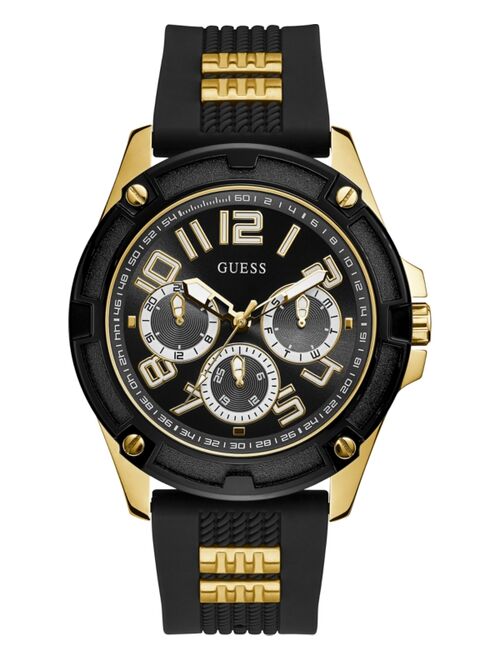 Guess Men's Black Silicone Strap Watch 46mm
