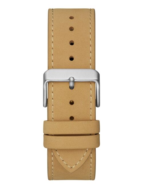 Guess Men's Tan Leather Strap Watch 44mm