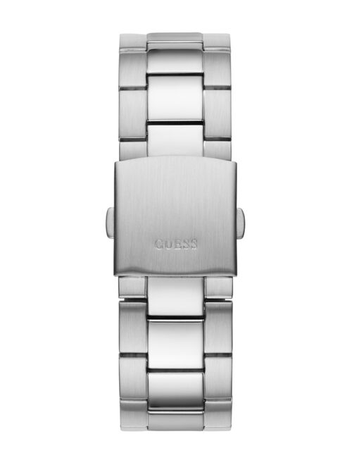 Guess Men's Silver-Tone and Brown Bracelet Watch 44mm