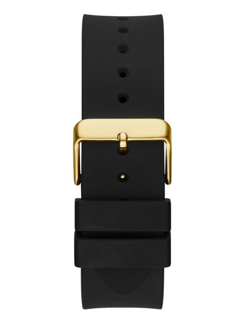 Guess Men's Black Silicone Strap Watch 47mm