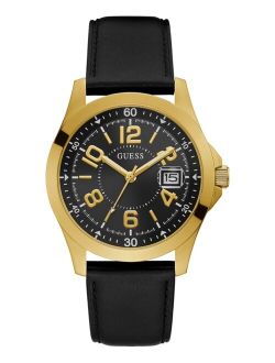 Men's Black Leather Strap Watch 42mm