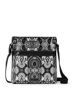 Flat Coated Canvas Crossbody, B&w Wonderlust