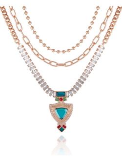 Gold-tone Ball And Link Chain With Multi Colored Crystal And Resin