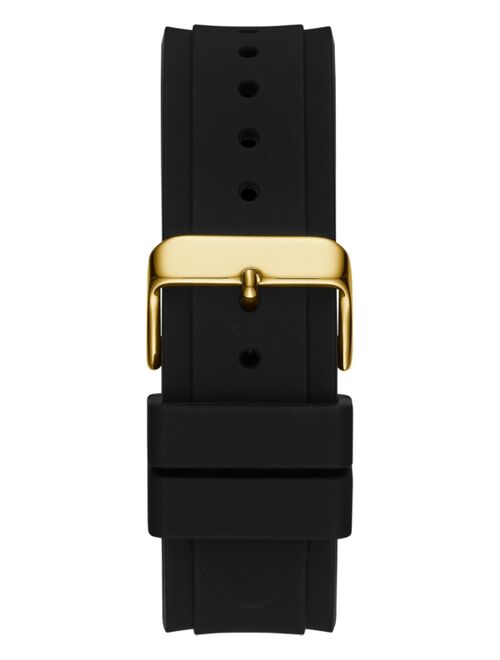 Guess Men's Black Silicone Strap Watch 45mm