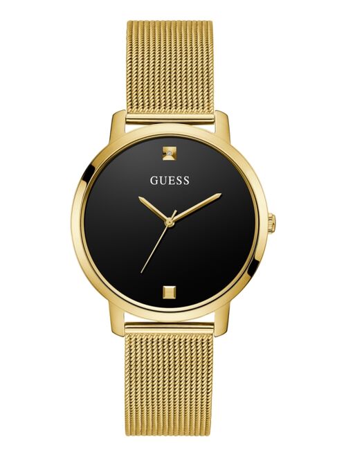 Guess Women's Diamond-Accent Gold-Tone Stainless Steel Mesh Bracelet Watch 40mm