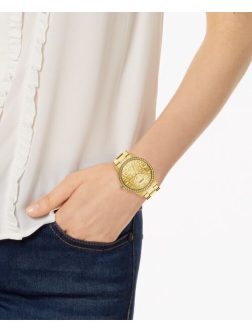 Guess Women's Gold-Tone Stainless Steel Glitz Bracelet Watch 40mm