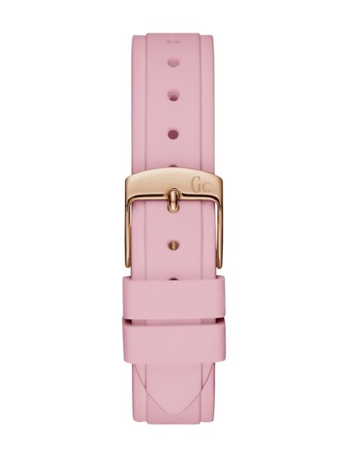 Guess Gc Women's Prime Chic Pink Silicone Strap Watch 36mm