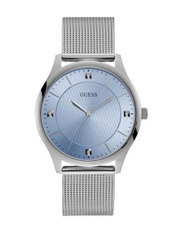 Men's Genuine Diamond Mesh Silver-Tone Watch 44mm