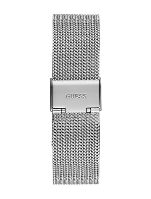 Guess Men's Genuine Diamond Mesh Silver-Tone Watch 44mm