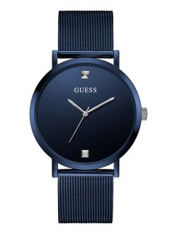 Men's Diamond-Accent Blue Stainless Steel Mesh Bracelet Watch 44mm