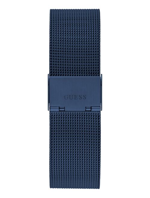 Guess Men's Diamond-Accent Blue Stainless Steel Mesh Bracelet Watch 44mm